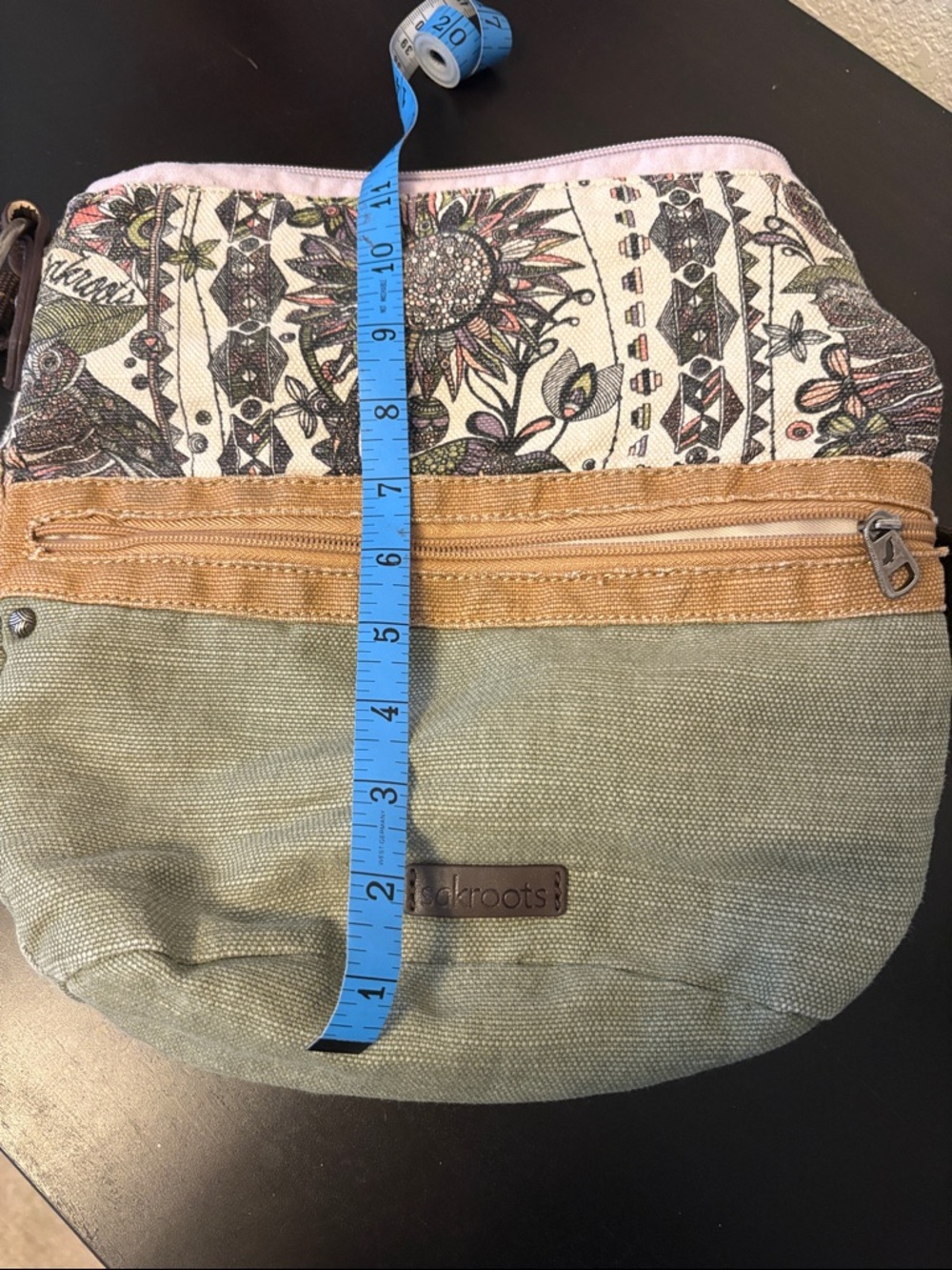 Sakroots Floral Print Crossbody in Olive, Tan & Brown - Picture 9 of 9